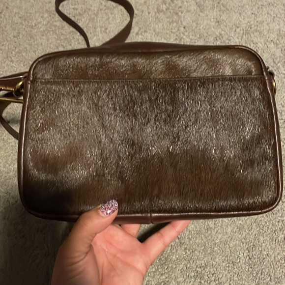 Brown leather Madewell camera bag. Calf hair on one side, smooth leather other - Picture 6 of 9